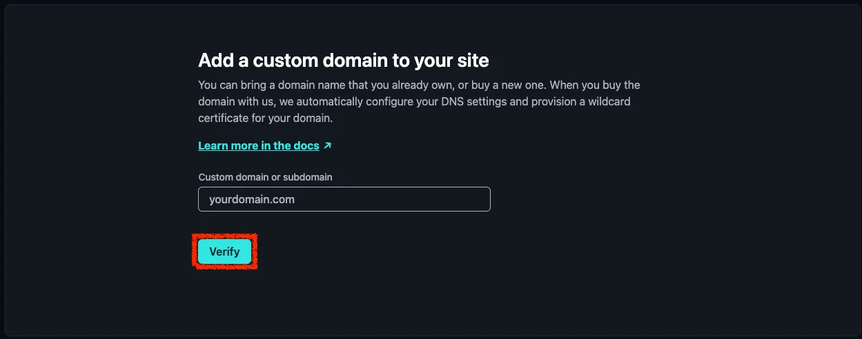 ドメイン追加確認ボタンの導線