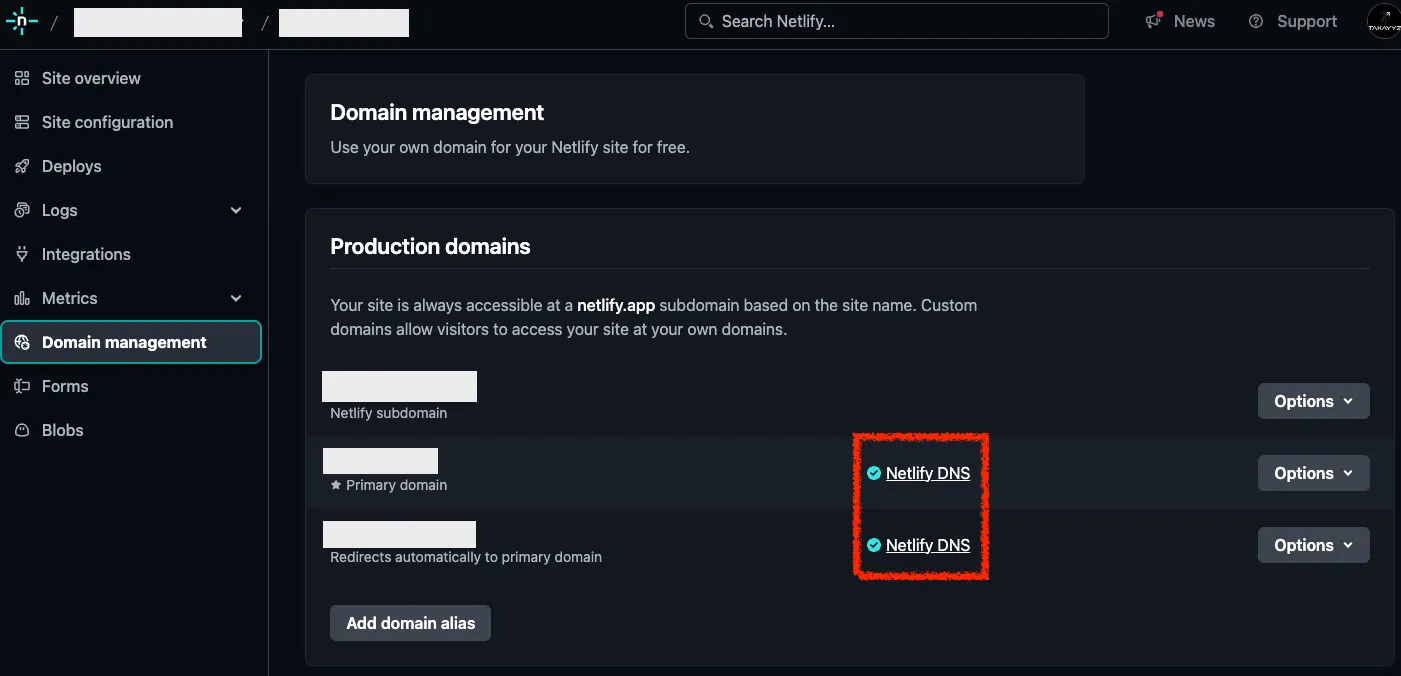 ドメインの反映確認