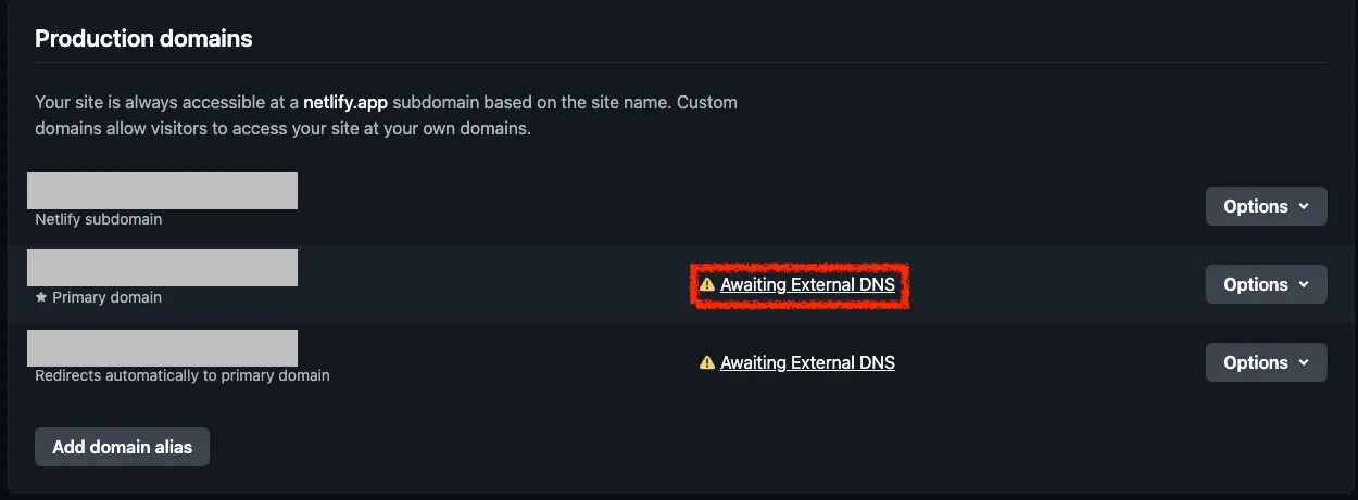 DNS設定モーダルの導線
