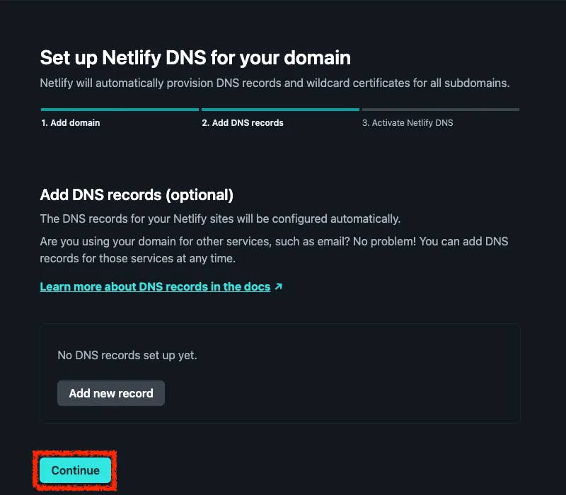 ドメイン追加の確認画面